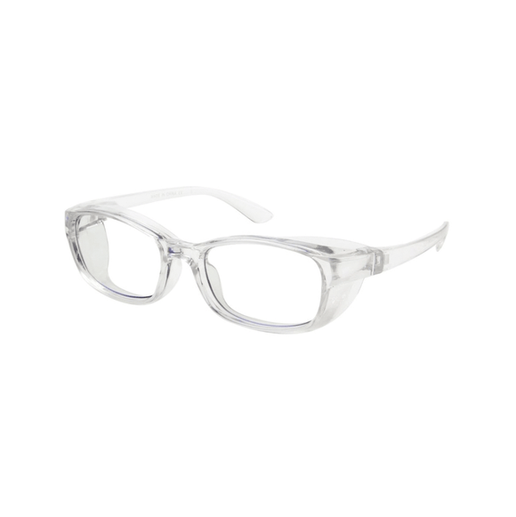 Translucent clear frame glasses. Glasses with side shield. blue light glasses.